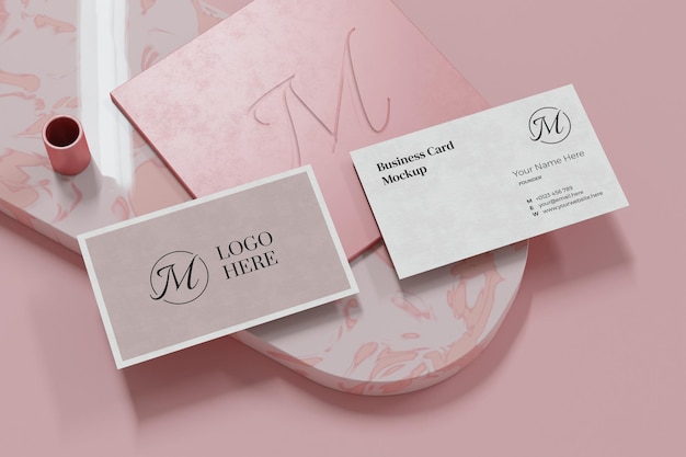 PSD elegant business card mockup design in 3d rendering