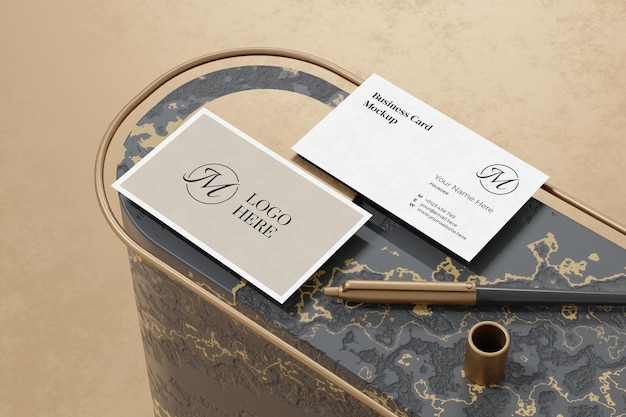 Elegant business card mockup design in 3d rendering