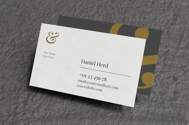 Elegant business card mockup in grey carpet