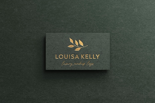 Elegant business card mockup with letterpress logo simple and easy to edit