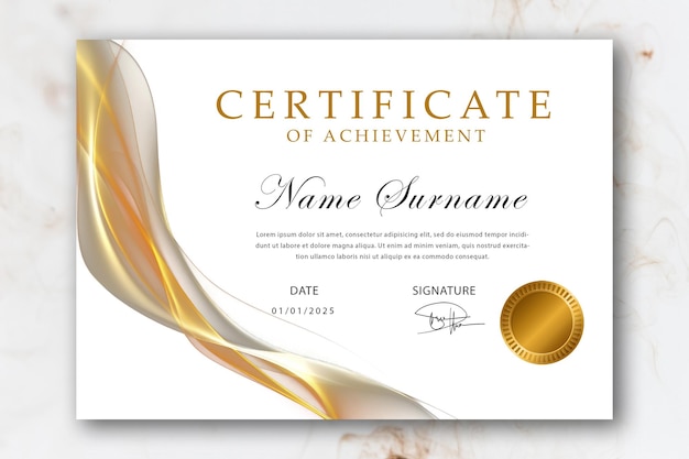 Elegant certificaat van prestaties sjabloon