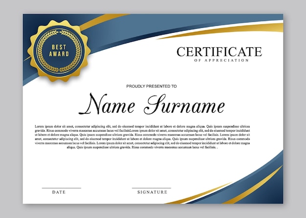 PSD elegant certificate of achievement psd template