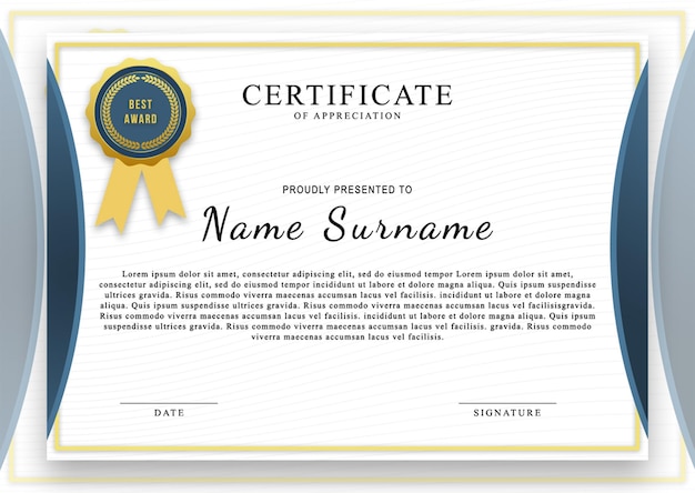 Elegant certificate of achievement template