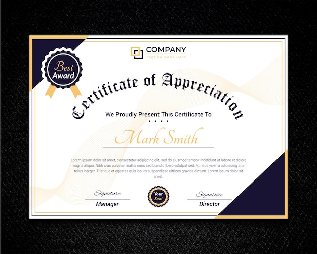 Elegant certificate of appreciation modern template Diploma certificate template set with badges