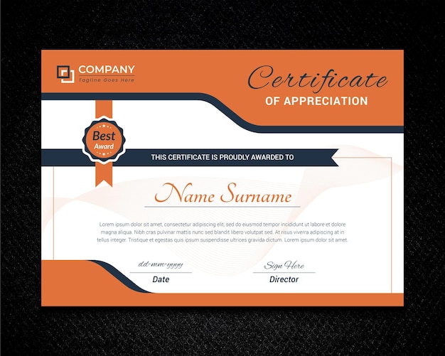 Элегантный сертификат благодарности современный шаблон Шаблон сертификата диплома с значками