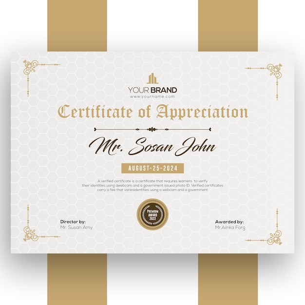 PSD elegant certificate template