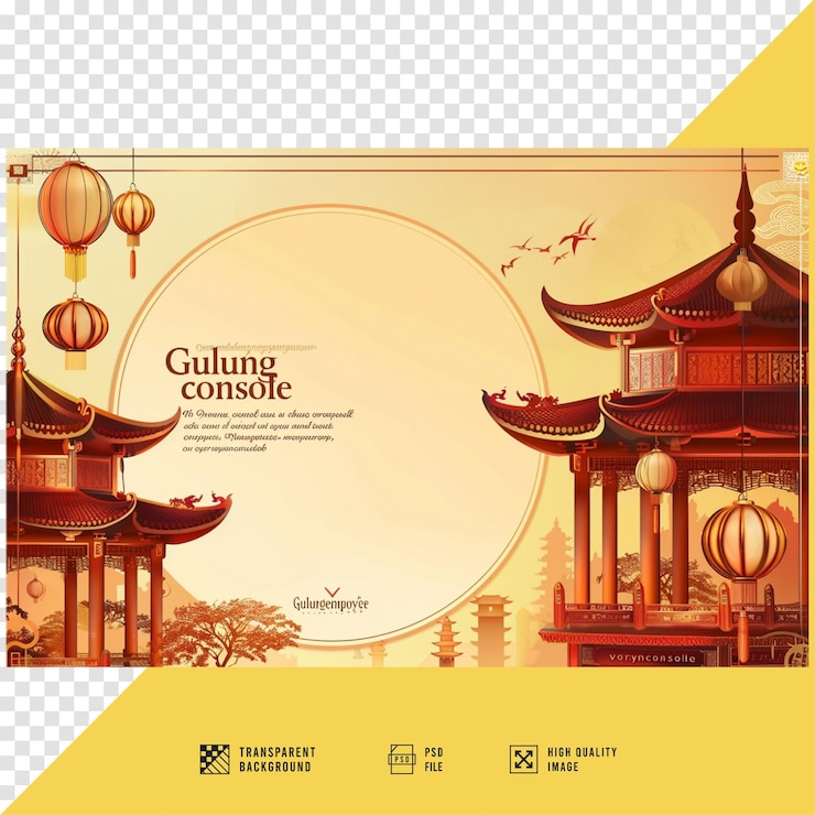 PSD elegant chinese new year greeting card images without background hd quality