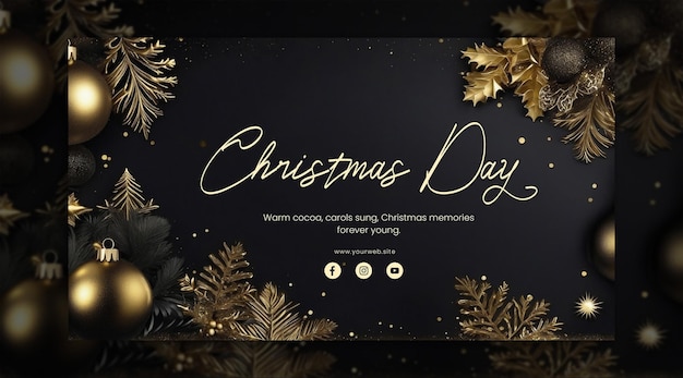 PSD elegant christmas black and gold luxury backdrop exudes festive opulence