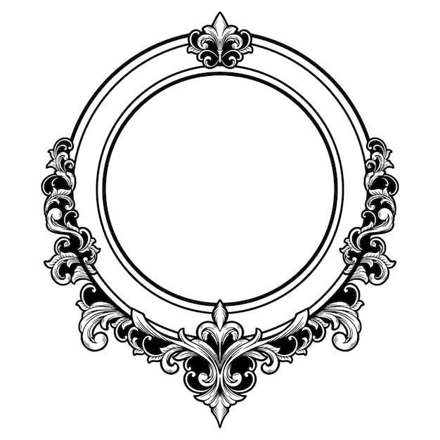 Elegant Circular Frame with Ornate Scrollwork and Decorative Details