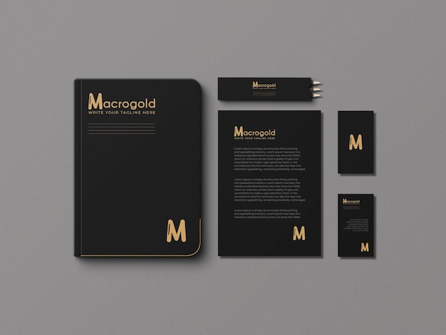 Elegant Corporate Stationery Mockup Set With pencil box