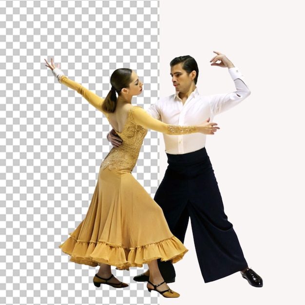 Elegant couple dancing flamenco on a transparent background