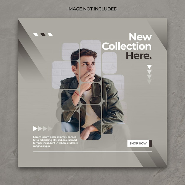 PSD elegant cut square line fashion social media template