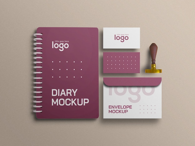 Elegant dagboek met mockup voor visitekaartjes