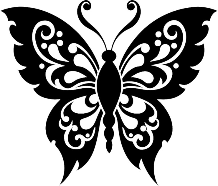 Elegant Damask Butterfly Stencil Design Clipart