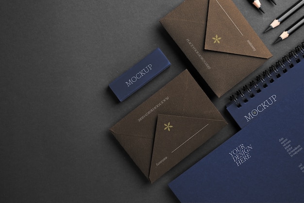 PSD elegant and dark paper stationery