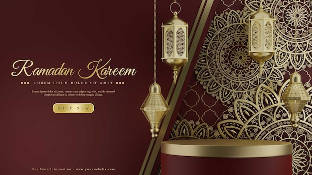 PSD elegant dark premium luxury ramadan podium