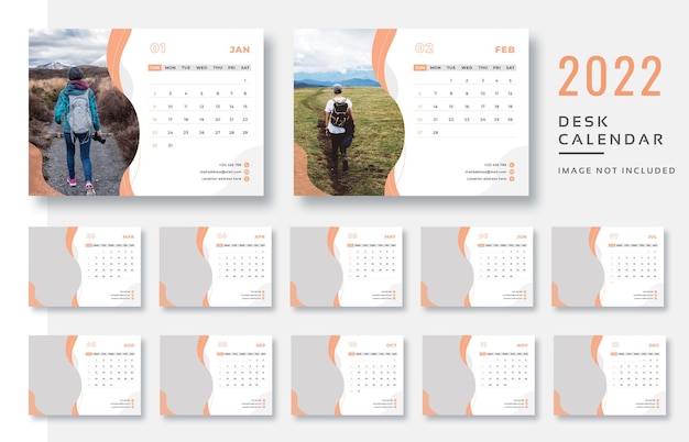 PSD elegant desk calendar 2022 template