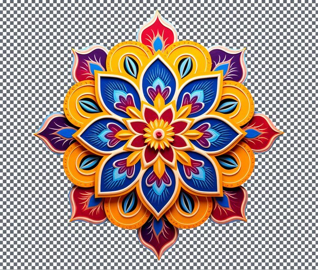 PSD elegant diwali rangoli design isolated on transparent background