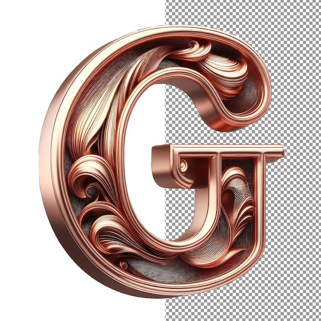 PSD elegant embossed rose gold 3d letters in transparent grandeur