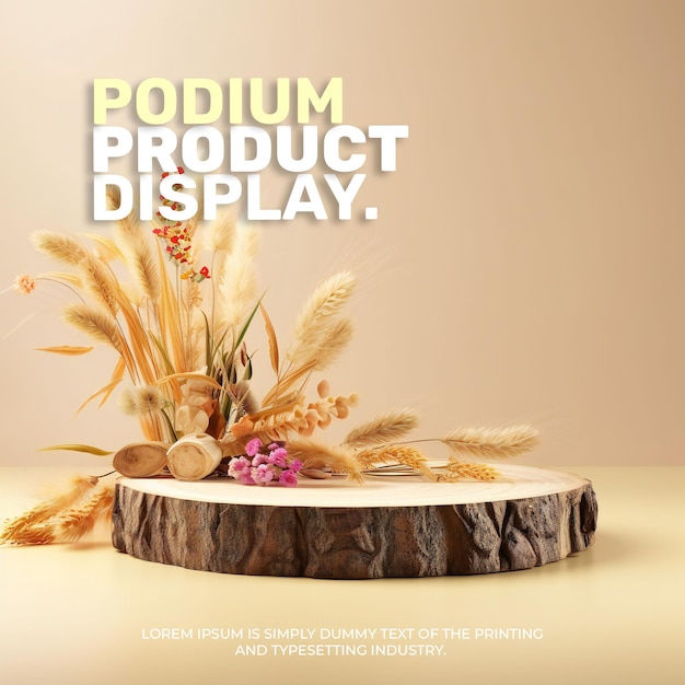 Elegant en natuurlijk podium met houten dispaly podiumdisplay mockup voor showproductpresentatie