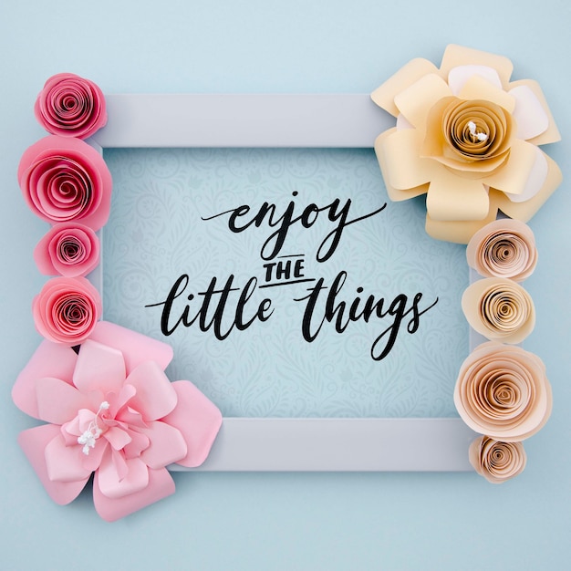 PSD elegant floral frame with positive message