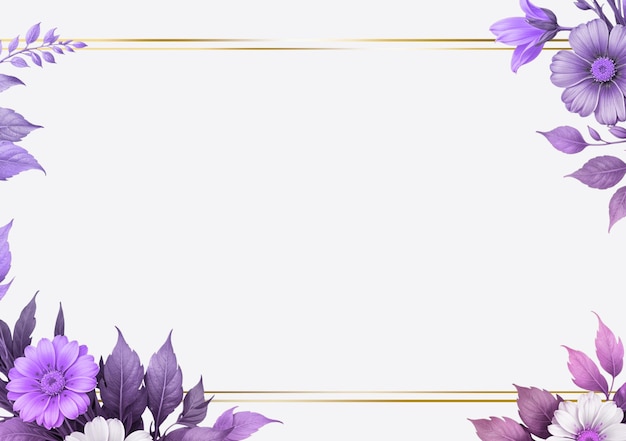 Elegant Floral Frame with Purple Flowers for Invitations and Greetings