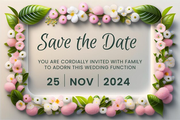 PSD Элегантный цветочный сохранить дату приглашения на свадьбу плакат стильное весеннее приглашение на сватбу templa