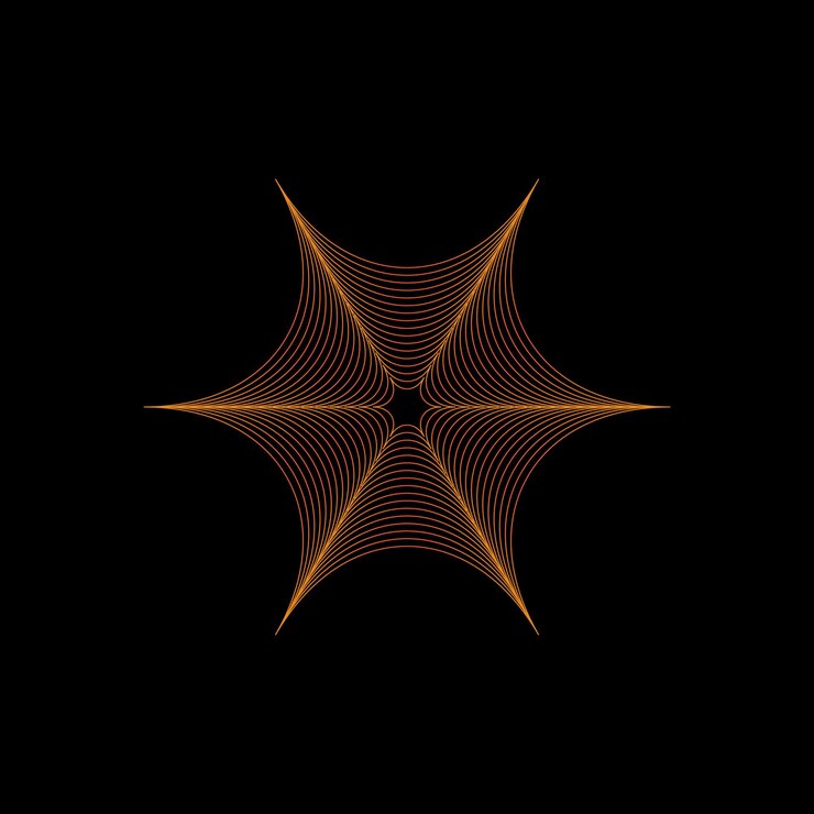 PSD elegant floral shape with red and orange gradient on black background