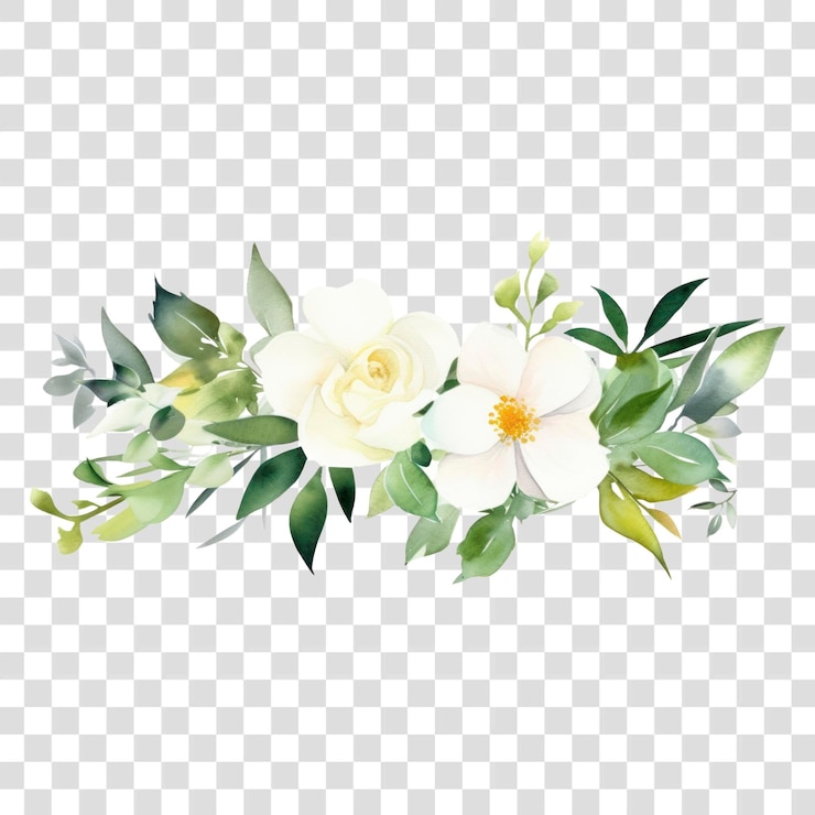 PSD elegant floral watercolor border