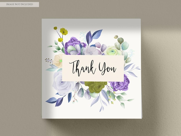 PSD elegant floral wedding invitation card with watercolor