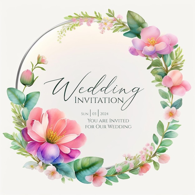 PSD elegant floral wedding invitations date save template invitation design