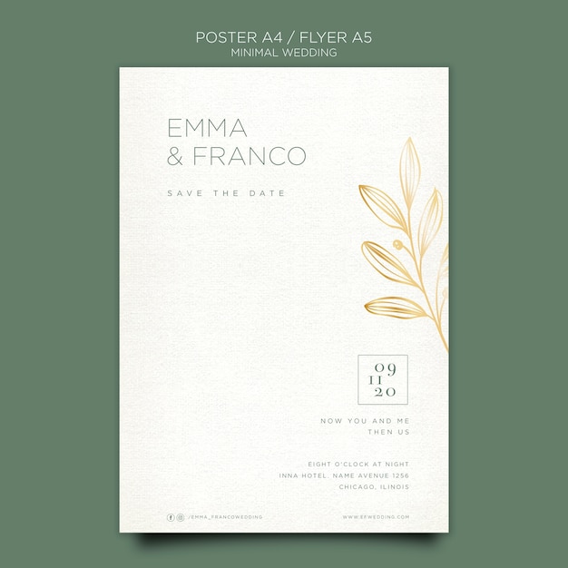 PSD elegant flyer template for wedding