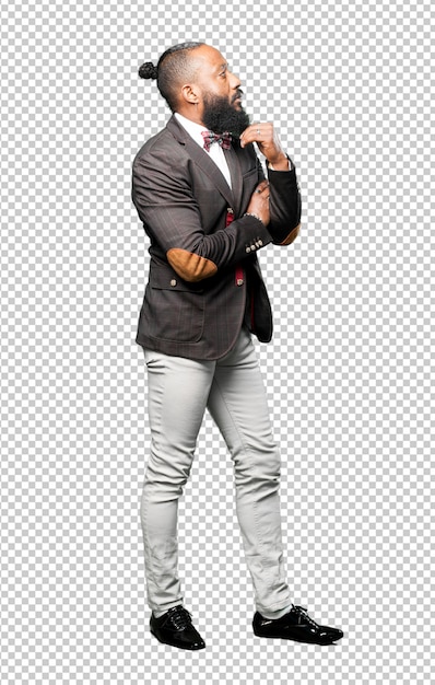 PSD elegant full body black man isolated