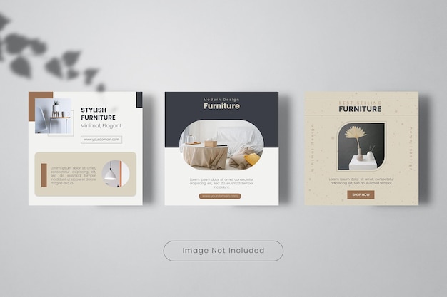 Elegant furniture design Instagram Post Template Banner Collection