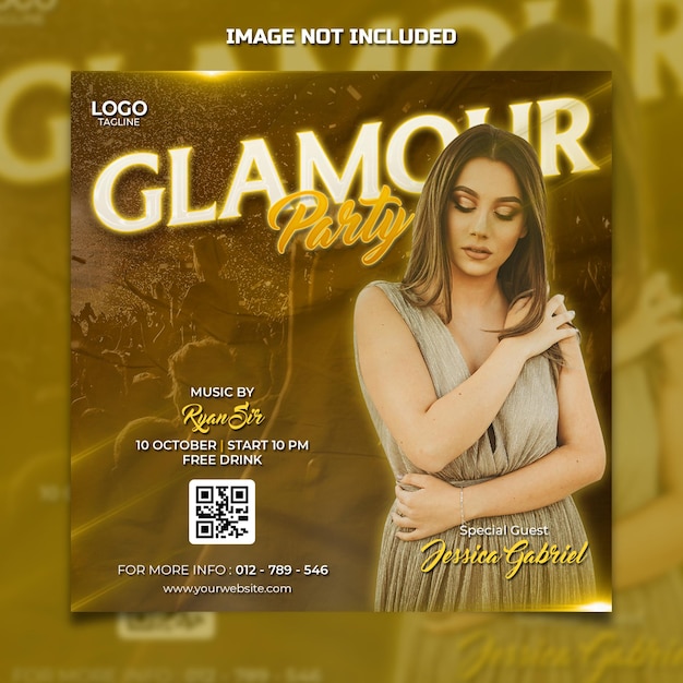 PSD elegant glamour party social media post template