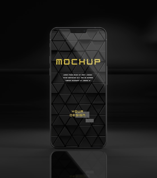 PSD elegante design mock-up per smartphone scuro lucido