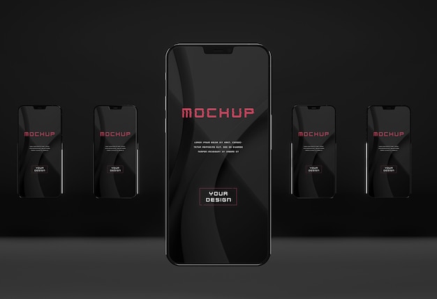 PSD elegant glossy dark smartphone mock-up design