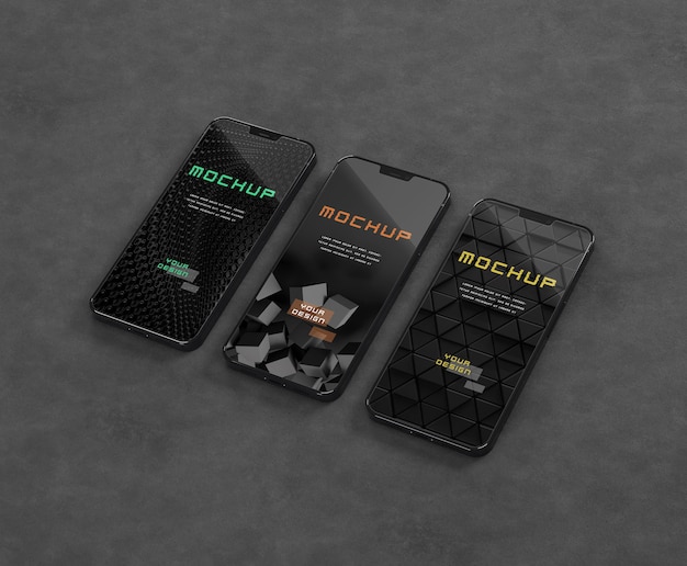 PSD elegant glossy dark smartphone mock-up design
