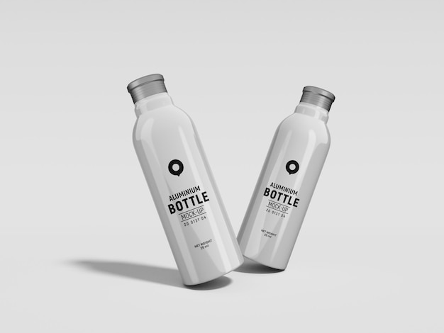 Elegant Glossy Metal Water Flask Bottle Branding Mockup