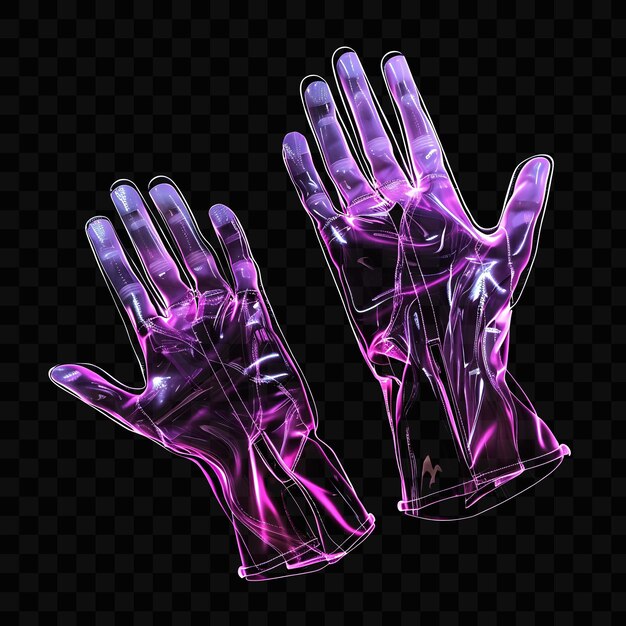 PSD elegant gloves with a fingerless design and a chic look made glowing object y2k neon art design