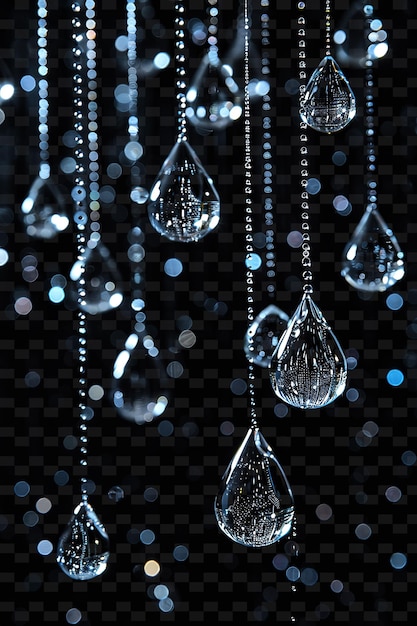 Elegant glowing chandelier rain with crystal droplets and cl png neon light effect y2k collection