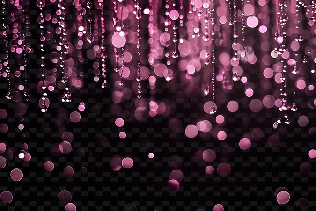 PSD elegant glowing pearl rain with lustrous pearls and white pi png neon light effect y2k collection