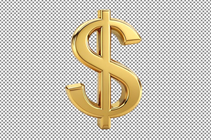 PSD elegant gold dollar symbolizing wealth and prosperity