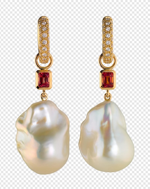 elegant gold and pearl earrings with gemstone accents