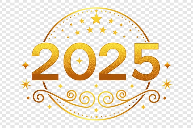 PSD elegant golden 2025 typography for digital artwork event promotions and celebratory designs