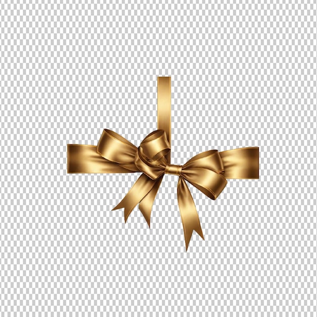 An elegant golden ribbon and bow isolated on a transparent background