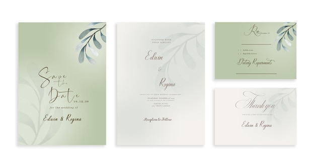 PSD elegant greenery on wedding invitation card template psd