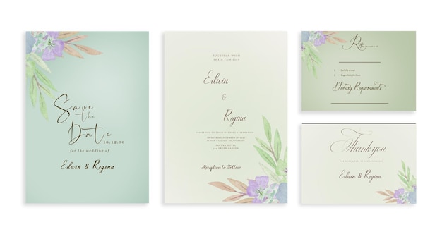 PSD elegant greenery on wedding invitation card template psd