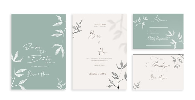 PSD elegant greenery on wedding invitation card template psd