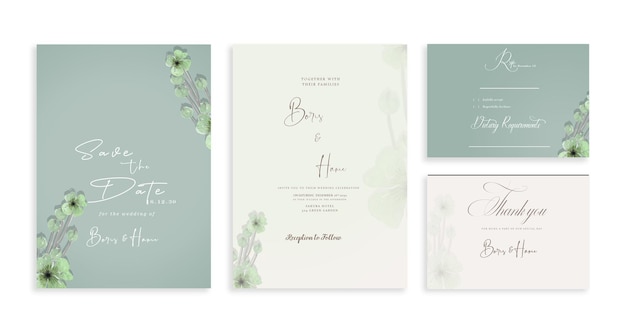 PSD elegant greenery on wedding invitation card template psd